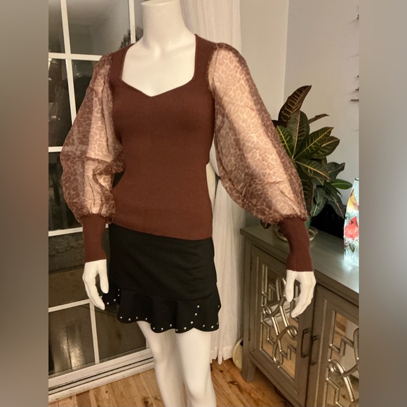 dolan Sweaters - Anthropologie Dolan Russet Feminine Sweetheart Neckline Fitted Sweater XXSmall